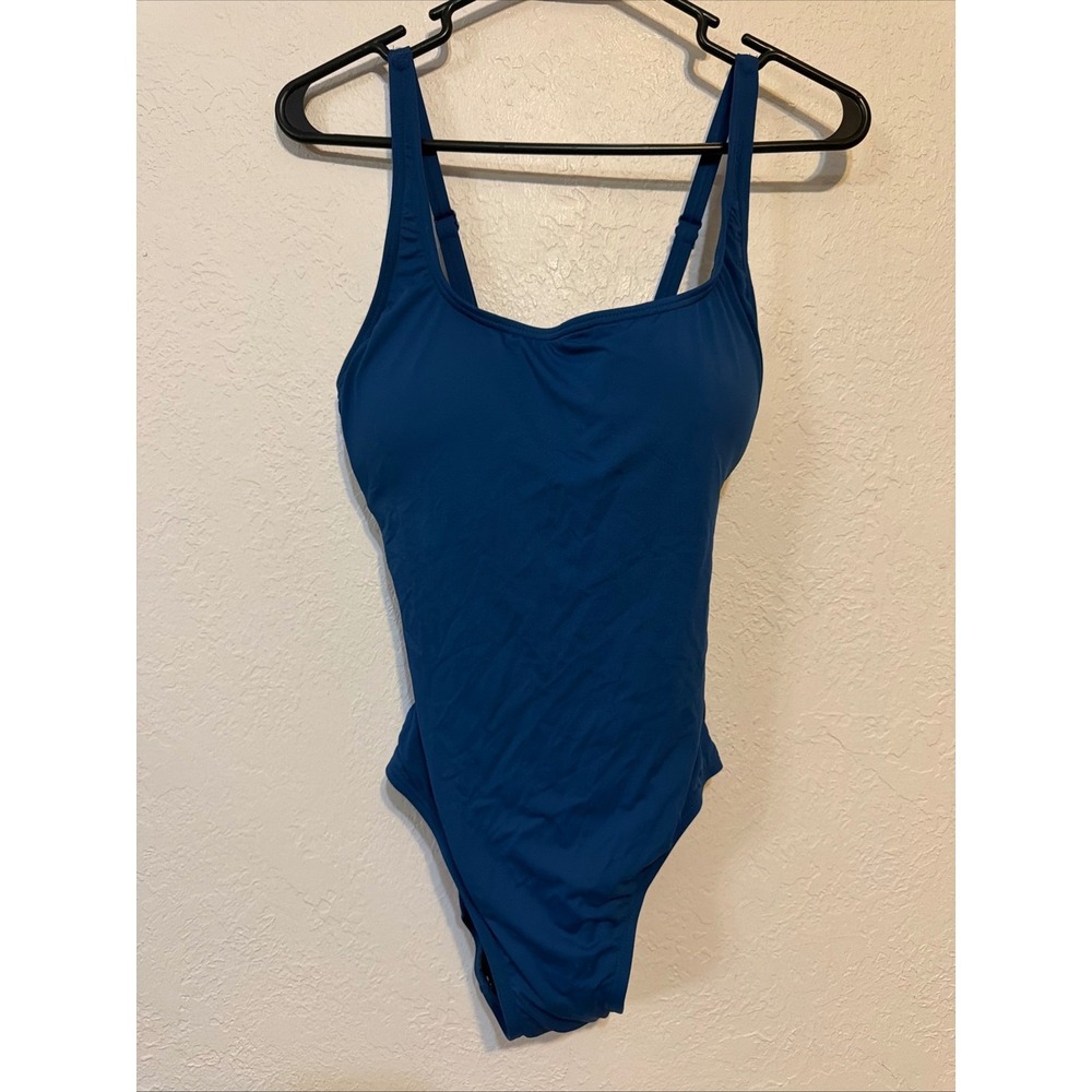 Soma Swim One Piece Swimsuit Ocean Navy Square Neck Lattice Back‎ 570323198 10